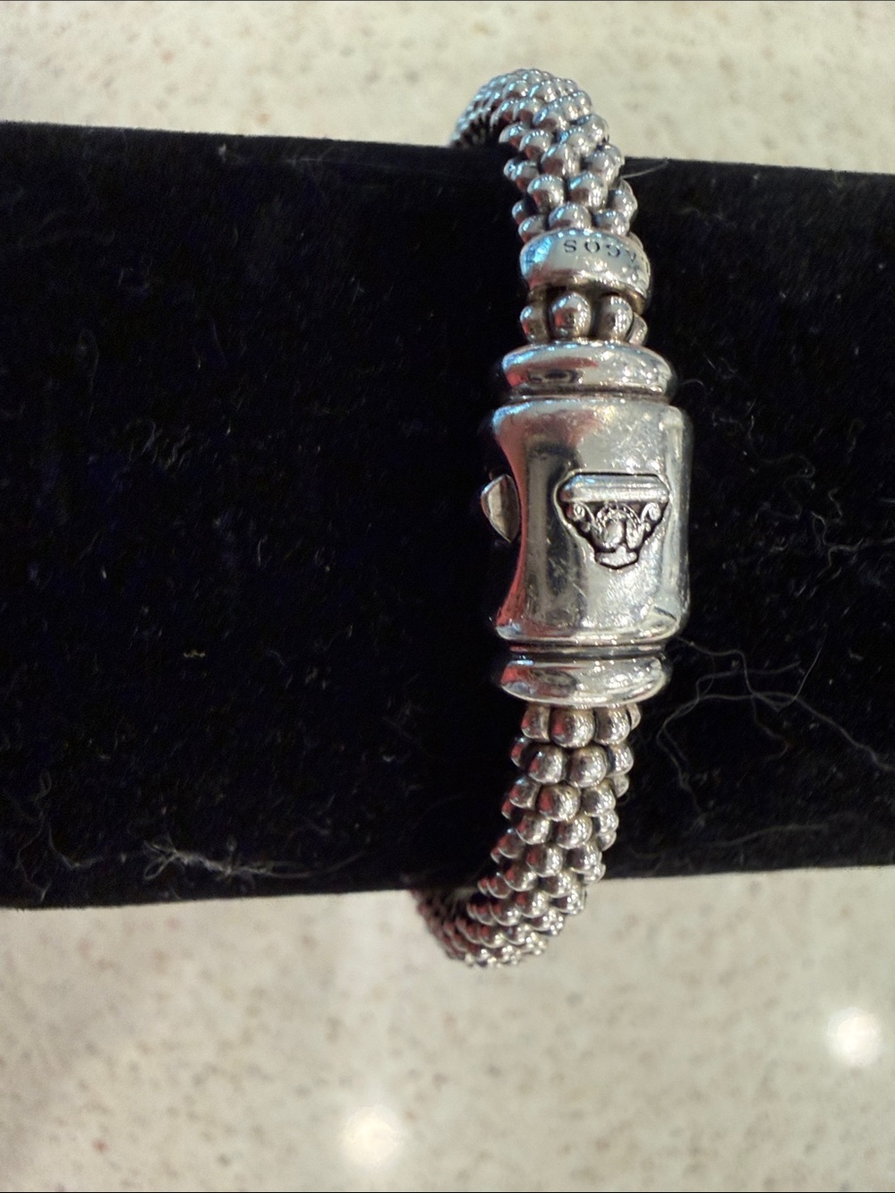 Lagos sterling silver and diamond caviar bracelet - Picture 6 of 6